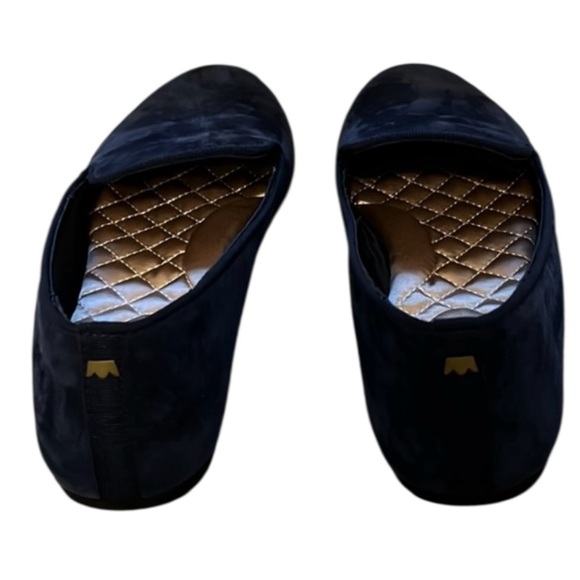 Birdies Women 10.5 Starling Navy Blue Suede Flat Slip On Smoking Slipper Loafer - Picture 5 of 7